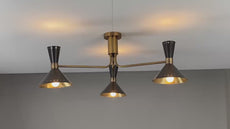 Modern Brass Flush Mount Ceiling Lamp | Customizable Mid-Century Modern Chandelier - 32460