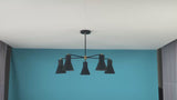 Modern Black Cone Shade Brass Chandelier – 5-Light Industrial Ceiling Fixture by Brass Leaf Studio 33117