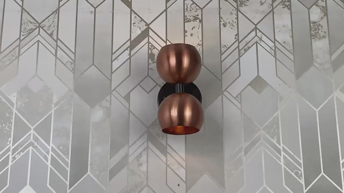 Industrial Modern Double Globe Wall Sconce | Customizable Handcrafted Brass Light Fixture for Interiors - 32620