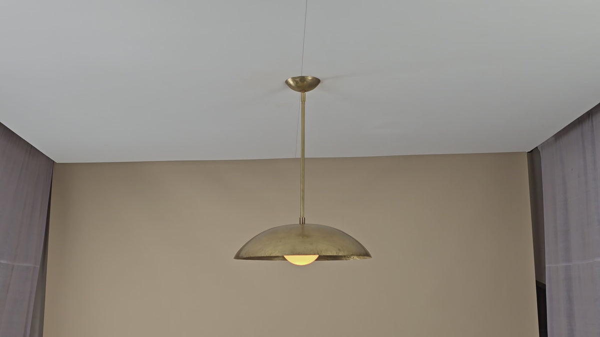 Single Dome Brass Pendant Light – Handmade Modern Ceiling Lamp by Brass Leaf Studio 32424