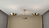 Three-Arm Brushed Brass Flushmount Ceiling Light – Handmade Multi-Bowl Chandelier by Brass Leaf Studio 32431