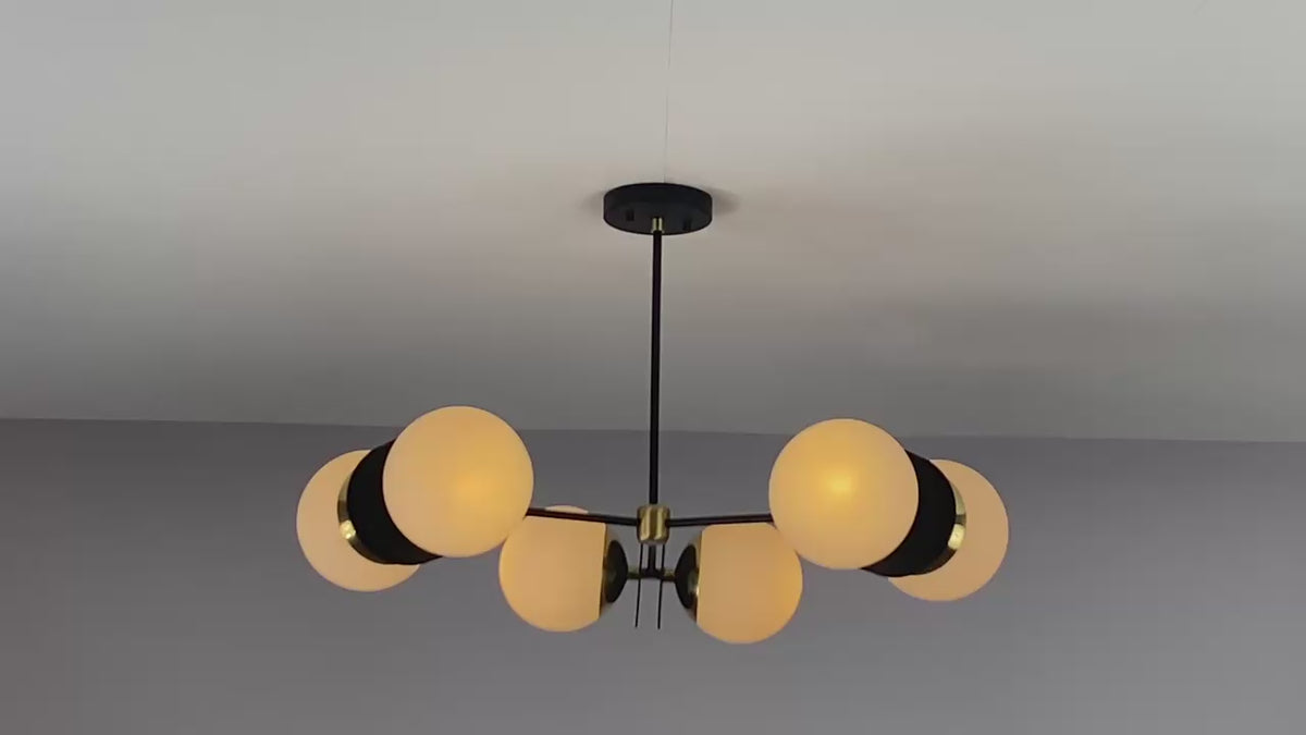 Handmade 6-Light Brass Globe Chandelier – Customizable Modern Ceiling Light Fixture by Brass Leaf Studio 33123