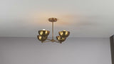 Modern 4-Bowl Brass Flushmount Chandelier – Handmade Industrial Ceiling Light with Customizable Finishes by Brass Leaf Studio 33126