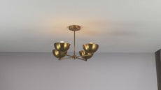 Modern 4-Bowl Brass Flushmount Chandelier – Handmade Industrial Ceiling Light with Customizable Finishes by Brass Leaf Studio 33126
