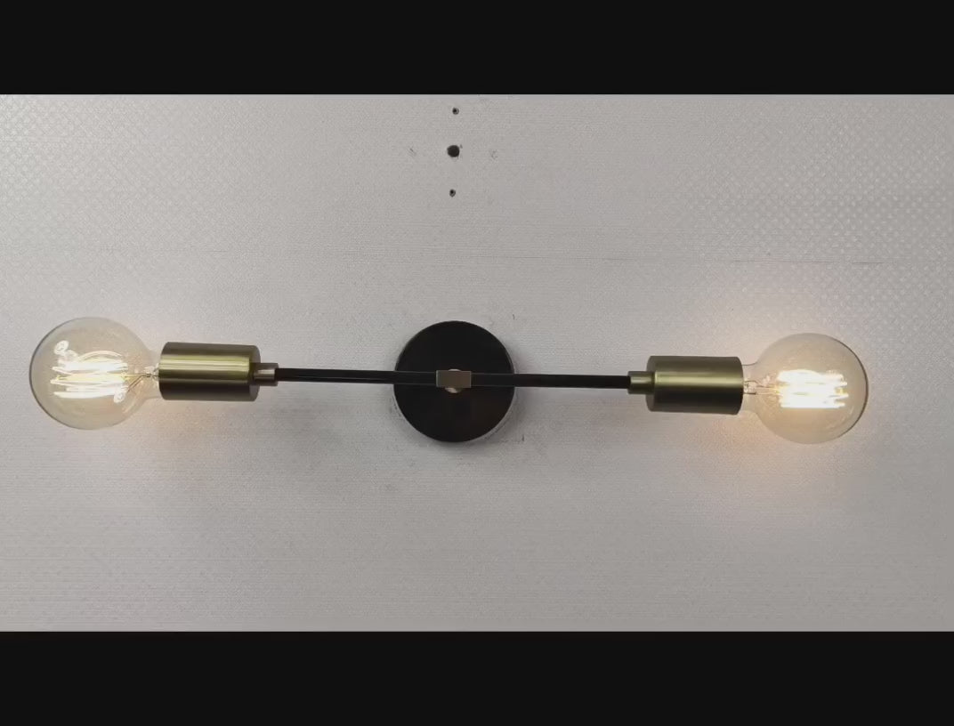 Modern Minimalist Brass Wall Sconce | Customizable Dual-Light Fixture for Contemporary Interiors - 32535