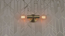 Mid-Century Modern Brass Tube Wall Sconce | Customizable Dual-Bulb Light Fixture For Bathroom Vanity - 32615
