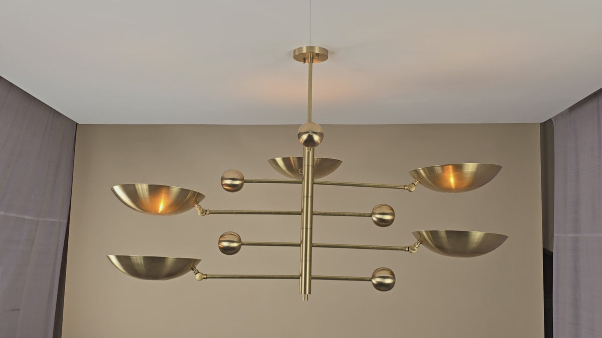 Celestial Brass 5-Light Chandelier with Star & Moon Perforations – Modern Flushmount by Brass Leaf Studio 32429