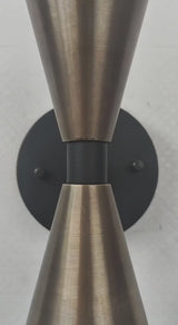 Mid-Century Modern Brass Wall Sconce | Double Cone Light | Customizable Handcrafted Fixture - 32501