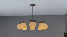 8-Arm Brass Chandelier with Opal Glass Globes Industrial Modern Ceiling Light 30