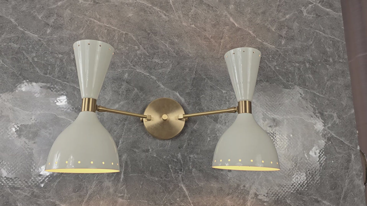 Mid-Century Diabolo Style Double Cone Wall Sconce | Customizable Perforated Modern Light Fixture - 32604