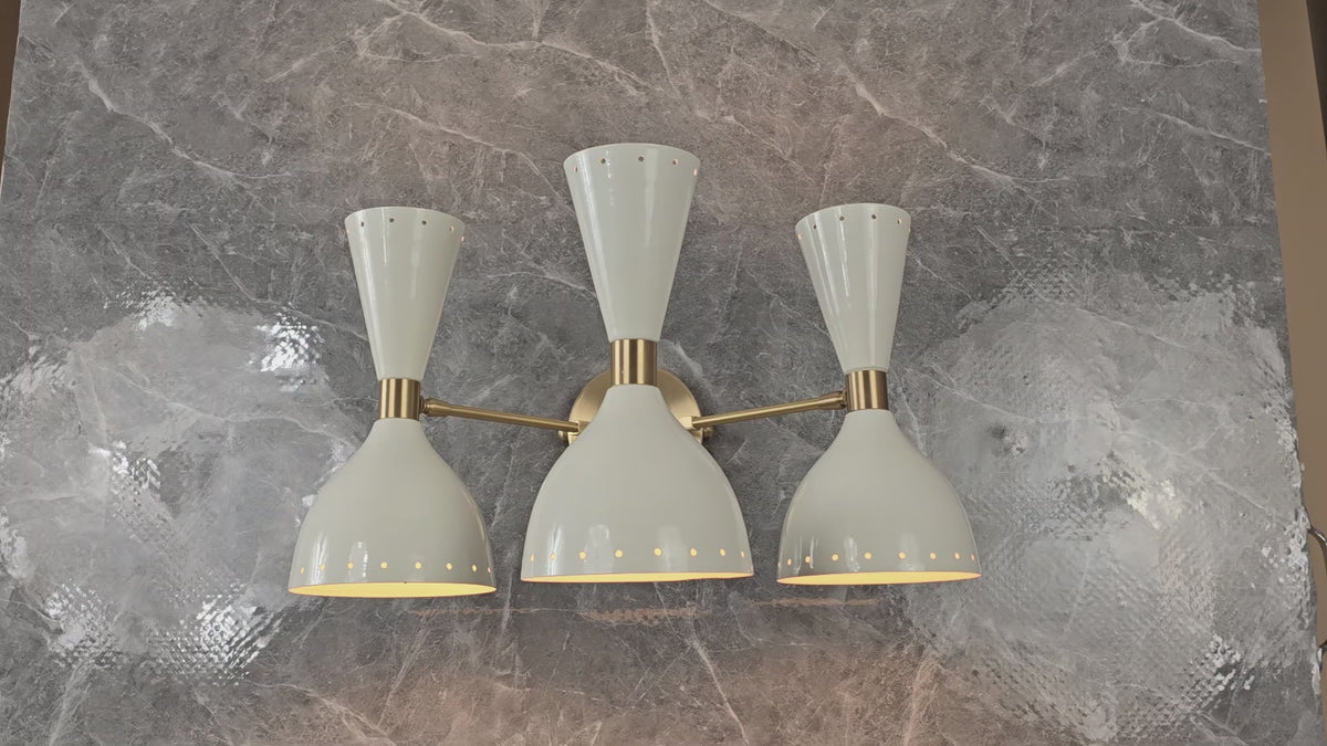 Mid-Century Diabolo Style Triple Cone Wall Sconce | Customizable Modern Perforated Light Fixture - 32603
