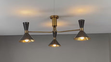 Modern Brass Flush Mount Ceiling Lamp | Customizable Mid-Century Modern Chandelier - 32460