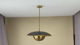 3 Lights Raw Brass Disc Pendant – Handmade Brass Chandelier With Dual Dome Design | Minimalist Industrial Ceiling Light by Brass Leaf Studio 32435