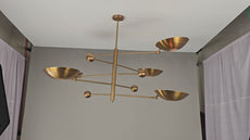 Five-Light Sculptural Brass Chandelier – Handcrafted Mid-Century Modern Luxury Ceiling Light | Custom Size & Finish - 32344