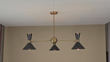 6 Lights Modern Brass Cone Shade Chandelier – Black & Brass Mid-Century Pendant by Brass Leaf Studio 32445