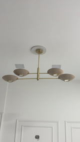 Dallas Sculptural Four Bowl Linear Chandelier – 4 Light – 54 × 27 Inch 73063