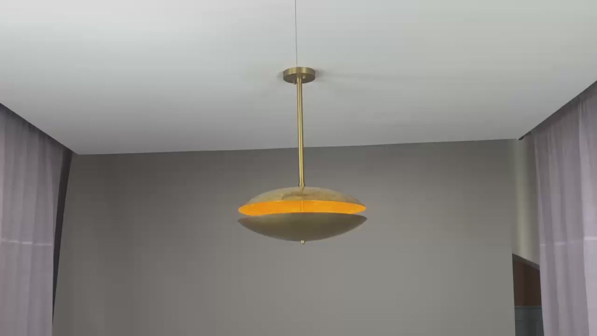 Twin Disc Brass Pendant Chandelier – Modern Sculptural Ceiling Light Fixture 32481