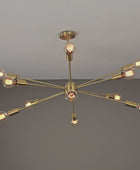 12 Lights 12 Arms Brass Sputnik Chandelier Bare Bulb Pendant Ceiling Light by Brass Leaf Studio 32362