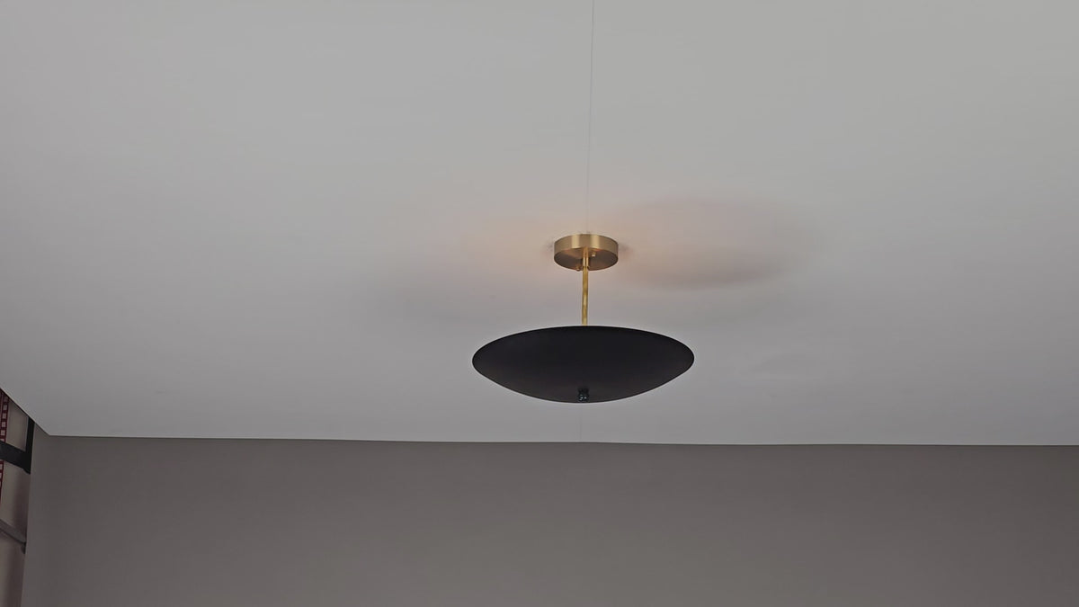 Modern Brass & Black Semi-Flush Ceiling Light Fixture – Customizable Uplighting Chandelier - 32353