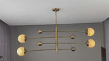 Brass Chandelier with Glass Globes – 4-Light Modern Linear Ceiling Light in Solid Brass 32462