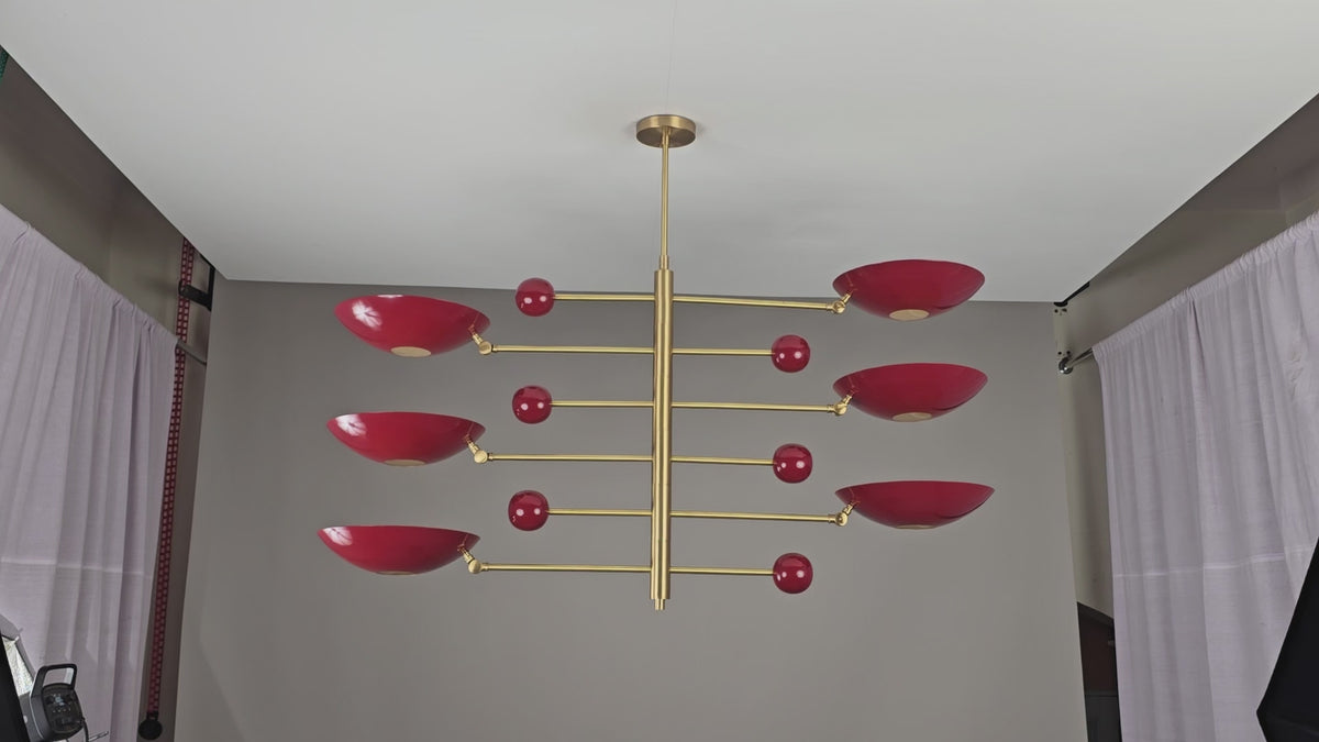 Mid-Century Modern Brass Chandelier | Custom Color Options 50” x 37” | Ceiling Uplight Fixture - 32380