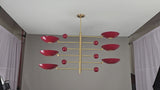 Mid-Century Modern Brass Chandelier | Custom Color Options 50” x 37” | Ceiling Uplight Fixture - 32380