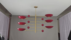 Industrial Brass Made, 6 Lights Large Brass Pendant Light Orbital Lamp Mid Century Modern Chandelier Ceiling Light 50