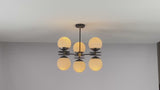 Modern 6-Globe Brass Flushmount Chandelier – Handmade Industrial Ceiling Light with Customizable Finishes by Brass Leaf Studio 33127