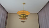 8 Lights Raw Brass Disc Ceiling Light Fountain – Handcrafted Layered Brass Pendant by Brass Leaf Studio 32438