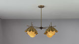 Handmade 4-Light Brass Chandelier with Ruffled Bowl Shades – Customizable Modern Ceiling Light Fixture by Brass Leaf Studio 33120