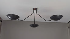 Mid-Century Modern Brass Chandelier | Customizable Flush-Mount Ceiling Light 3-Arm Adjustable Light Fixture - 32385