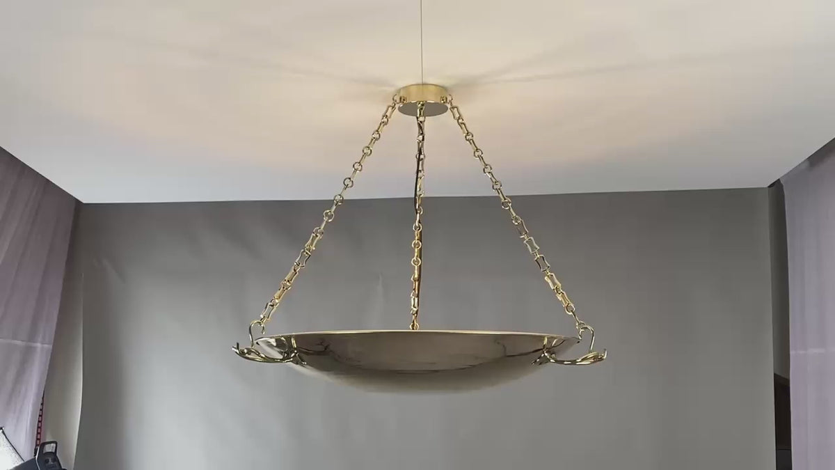 video display of weighing balance style chandelier