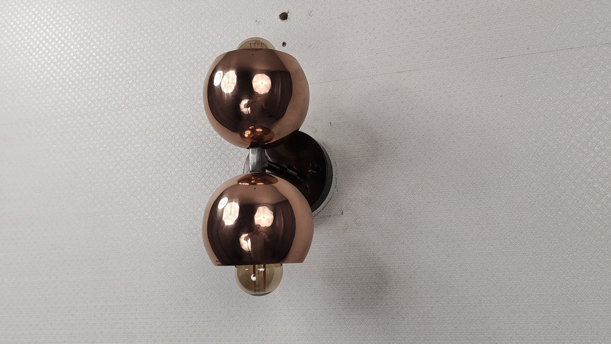 Mid-Century Globe Brass Wall Sconce | Customizable Double-Dome Fixture for Elegant Interiors - 32536