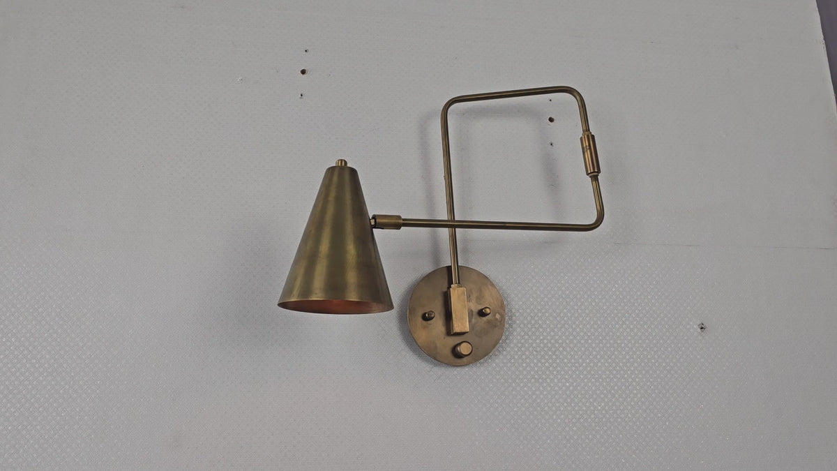 Modern Industrial Wall Sconce with Pivot Arm and Adjustable Light | Customizable Geometric Fixture - 32594