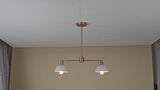 2-Light Brass and White Dome Pendant – Modern Dual Dome Ceiling Light by Brass Leaf Studio 32439