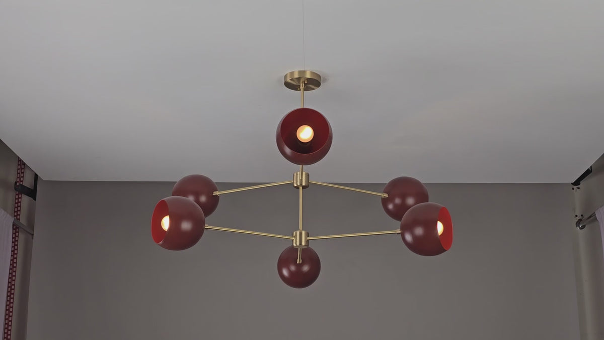 Modern Mid-Century Sputnik Chandelier – Custom Brass Light Fixture - 32384