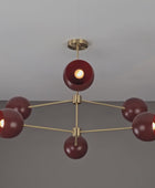 Six Lights Brass Ceiling Light Pure Brass Mid-century Modern Pendant Lamp by Brass Leaf Studio 32384