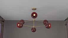 Industrial Brass Made, 6 Lights Brass Ceiling Light, Pure Brass Mid-Century Modern Pendant lamp 36 Inches Wide Chandelier, Heavy Duty Sputnik Lamp Fixture