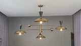 Modern Brass Chandelier – Customizable Mid-Century Modern Ceiling Light Fixture - 32463