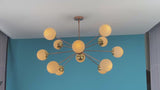 Handmade 44" Brass Globe Sputnik Chandelier – 12-Light Mid-Century Modern Ceiling Fixture by Brass Leaf Studio 33113