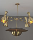 12 Lights Gorgeous Raw Brass Pendant Ceiling Lamp, Brushed Brass Finish Mid-century Chandelier 43 Inches Wide Heavy Duty Fixture 32383