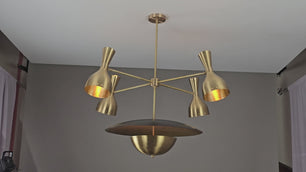 12 Lights Gorgeous Raw Brass Pendant Ceiling Lamp, Brushed Brass Finish Mid-century Chandelier 43 Inches Wide Heavy Duty Fixture 32383