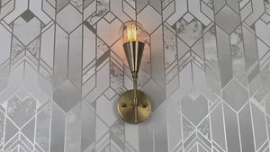 Mid-Century Modern Cone Wall Sconce | Customizable Brass Fixture for Hallway, Vanity, or Bedroom - 32619