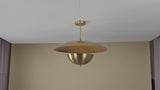 3 Lights Raw Brass Disc Pendant – Handmade Solid Brass Chandelier | Minimalist Industrial Ceiling Light by Brass Leaf Studio 32433