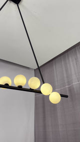 Linear 9-Light Globe Chandelier – Modern Black Dining Room Pendant Light - Model 33371