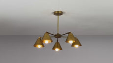 Modern Brass Cone Shade 5-Light Chandelier – Handmade Ceiling Light Fixture by Brass Leaf Studio 33119