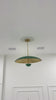 Athens verdigris patina brass chandelier video showing the 24 inch dome, brushed brass interior, three LED lights and warm sculptural glow