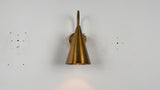 Customizable cone wall sconce video showing curved arm, tapered shade, warm downward glow, and modern wall-mounted design.