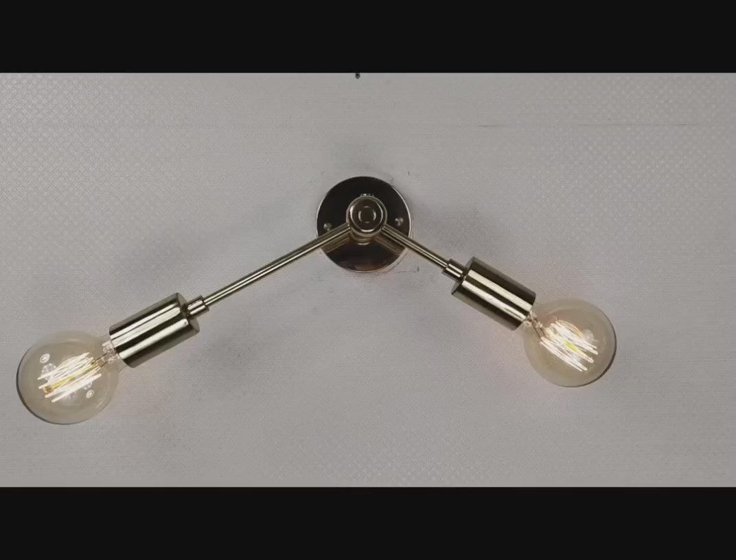 Modern Angled Brass Twin Arm Wall Sconce | Customizable Minimalist Fixture for Luxe Interiors - 32532