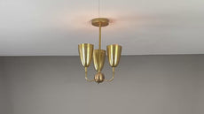 Raw Brass 3-Light Cone Pendant | Mid-Century Modern Flush Mount Ceiling Light | Brass Cone Chandelier Fixture 32475
